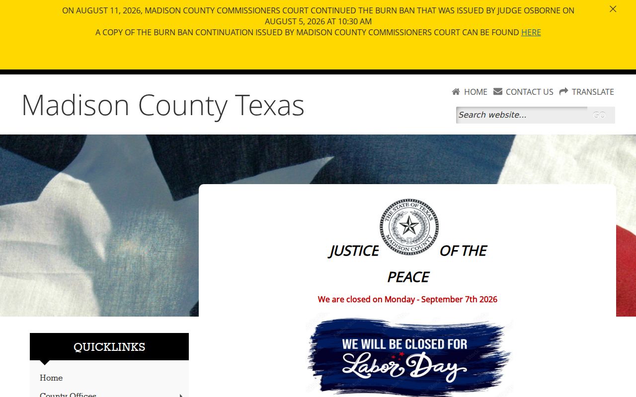 Madison County traffic ticket instructions on the Justice Court page