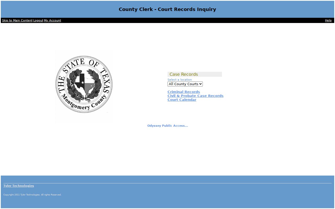 Madison County court record search choices on Odyssey