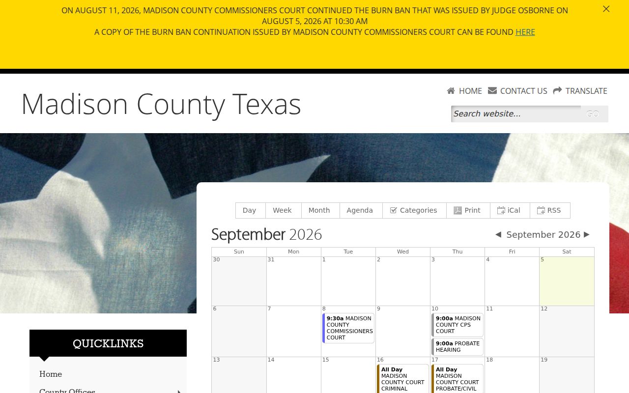 Madison County court dates calendar category controls